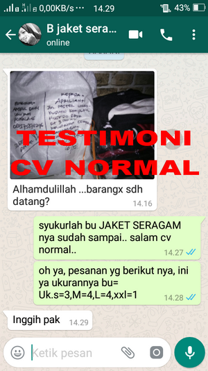 TESTIMONI PEMBELI JAKET SPORT SERAGAM CV NORMAL