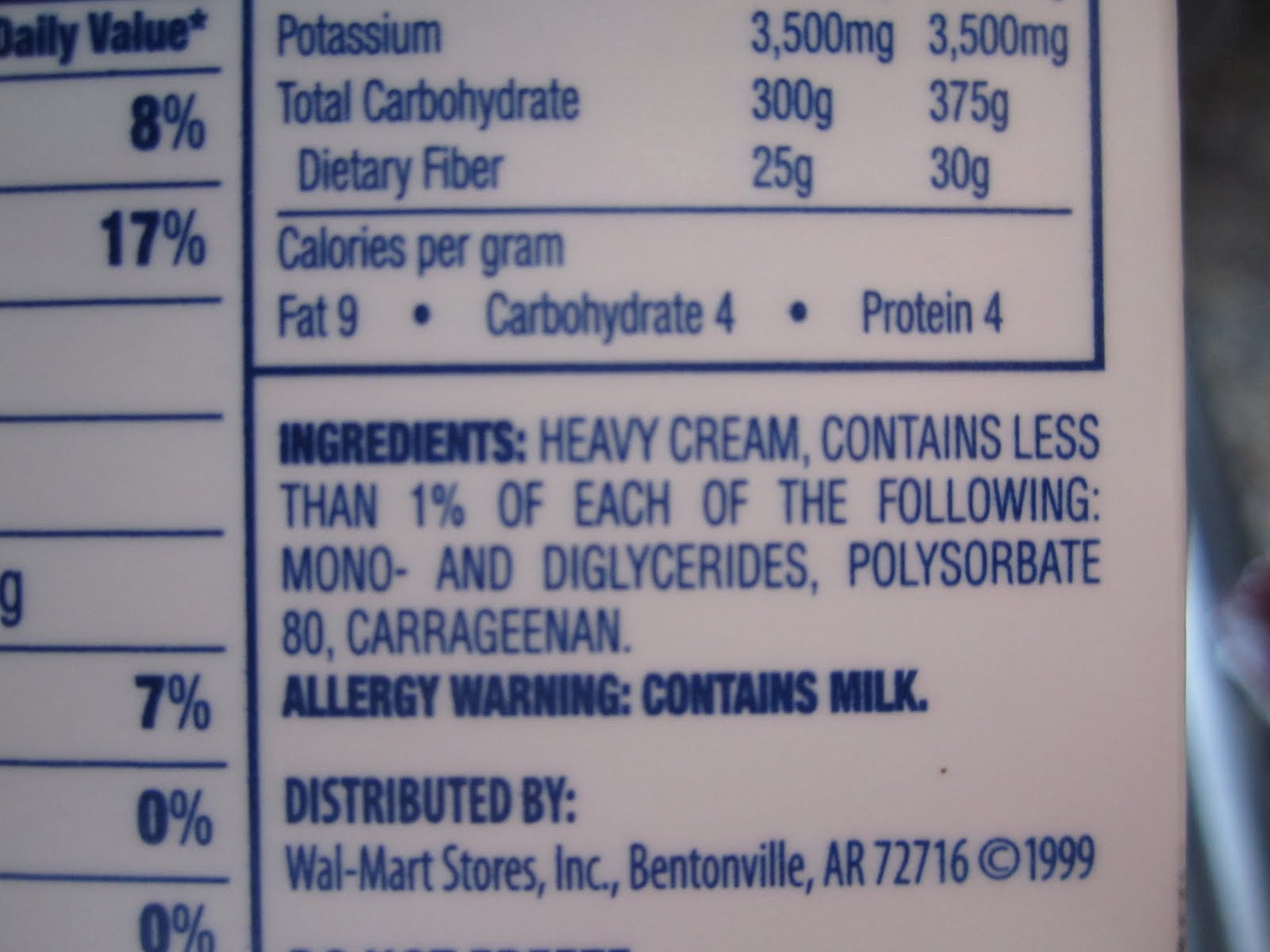 whipped cream ingredients