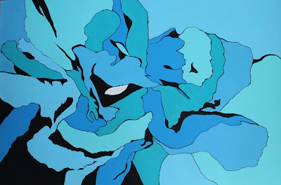modern art style painting of a blue carnation