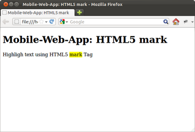 Highligh text using HTML5 mark Tag Highligh text using HTML5 mark Tag