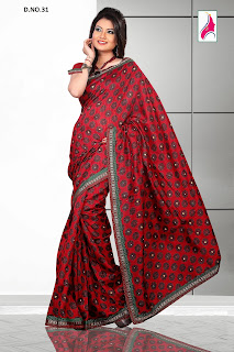 Indian Silk red border work sari-31 