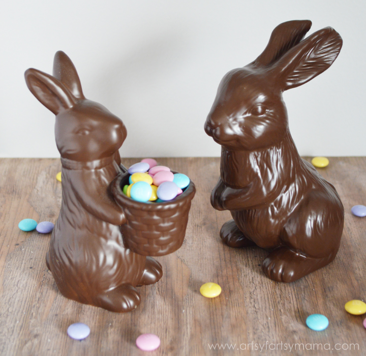 2 pc set Easter Faux Classic Chocolate Bunny Rabbit Decoration 5.5" 