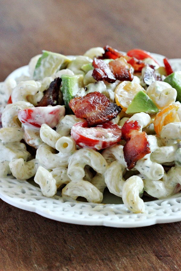 Jam Hands Creamy Avocado, Bacon and Tomato Pasta Salad