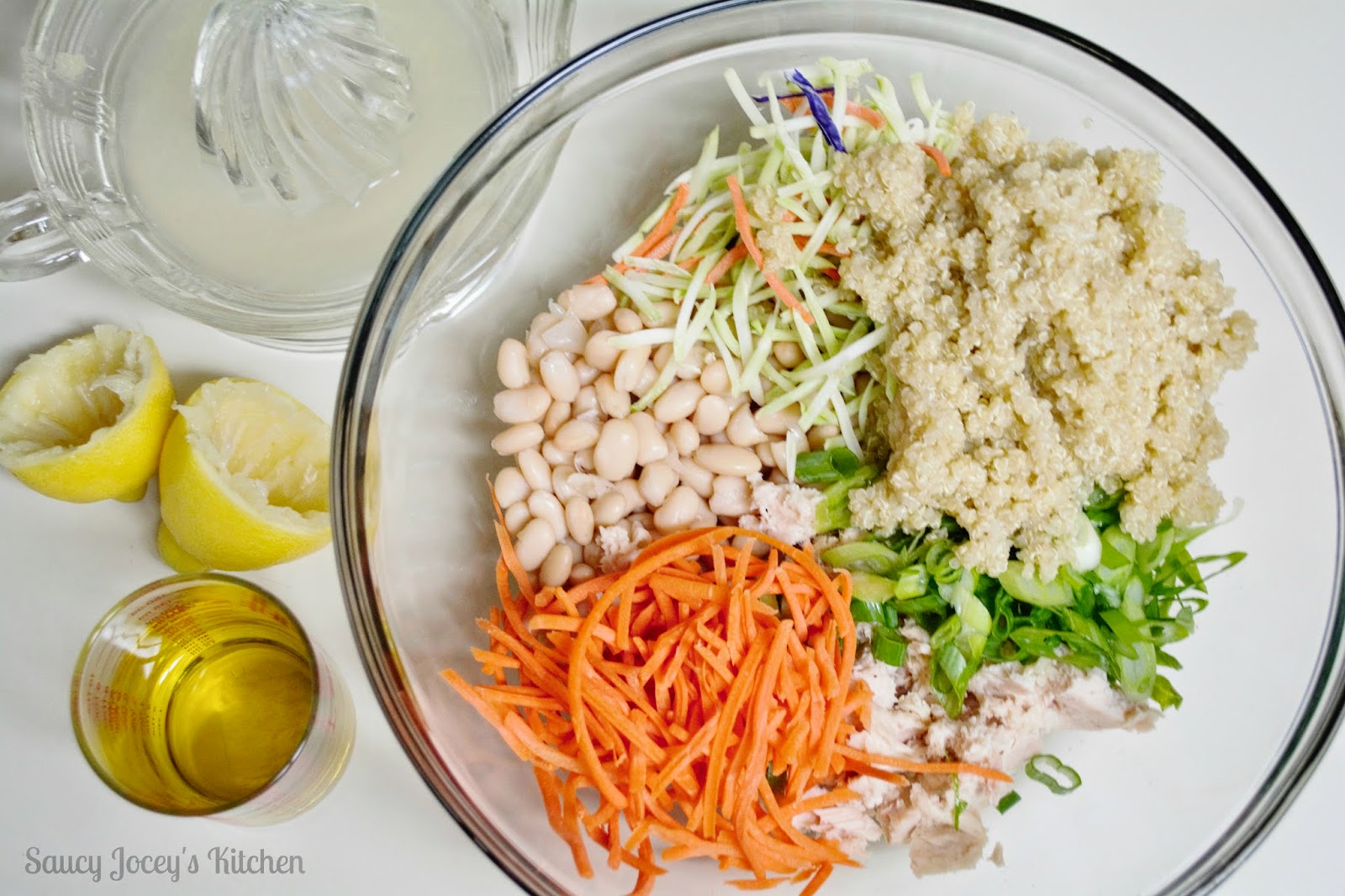 Saucy Jocey's Kitchen Quinoa Tuna and White Bean Salad