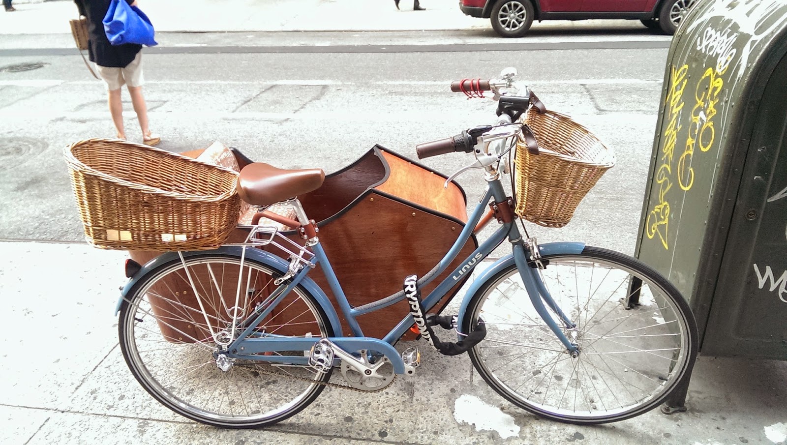 Cool Bicycle With Wooden Sidecar And Front Back Baskets Spotted in