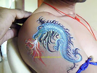 蓝龙画, Dragon, Body Painting