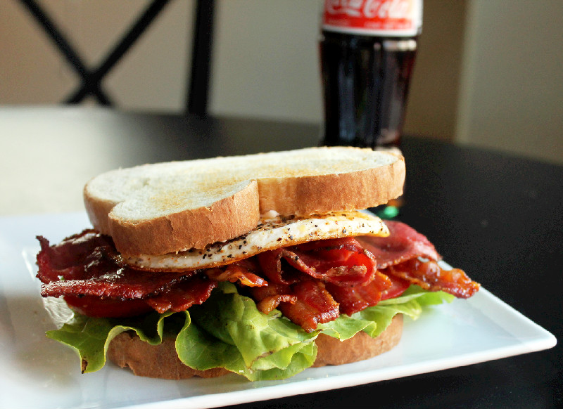 Creole Contessa Pastrami Bacon BLT with Fried Egg and The Easy Greasy