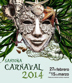 Cartel del carnaval de Santoña (una máscara)