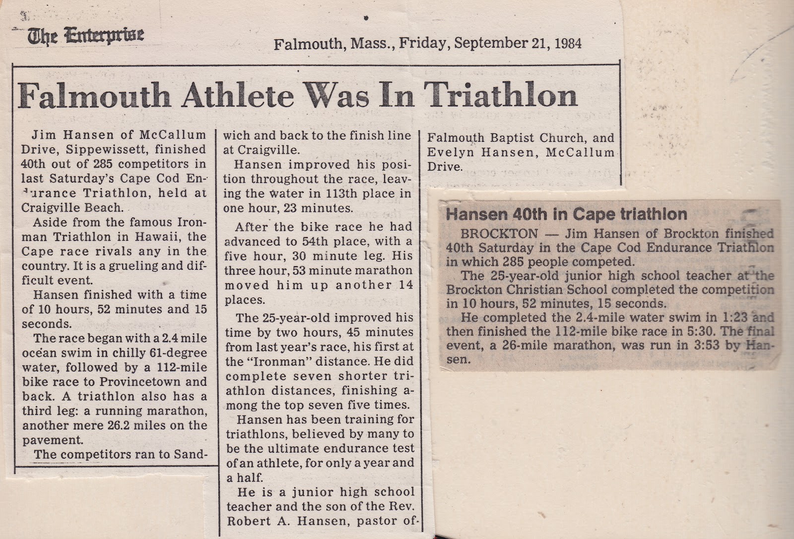 Recover Your Stride 1984 Cape Cod Endurance Triathlon