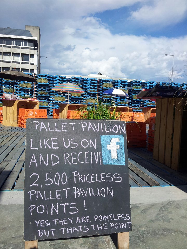 Christchurch, New Zealand Save the Pallet Pavilion Life in a rucksack