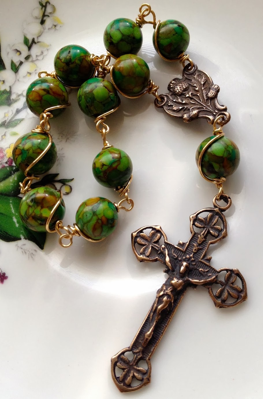 GailGironDesigns Irish Thistle and Shamrock Pocket Rosary