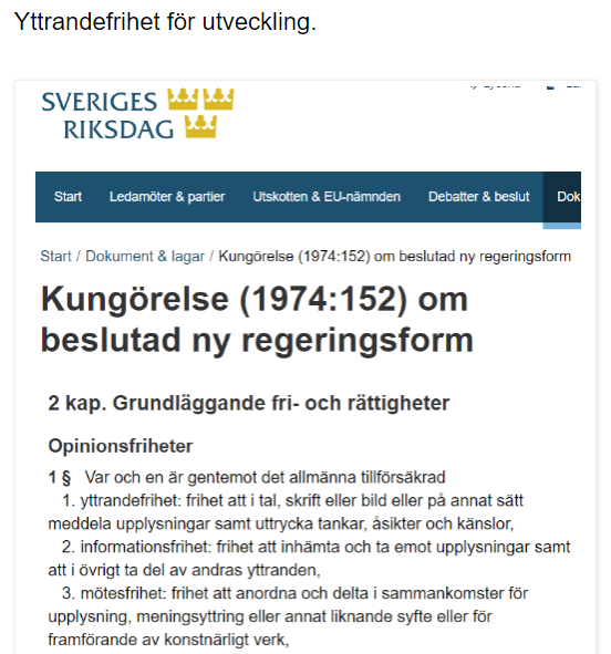 Yttrandefrihet för utveckling.