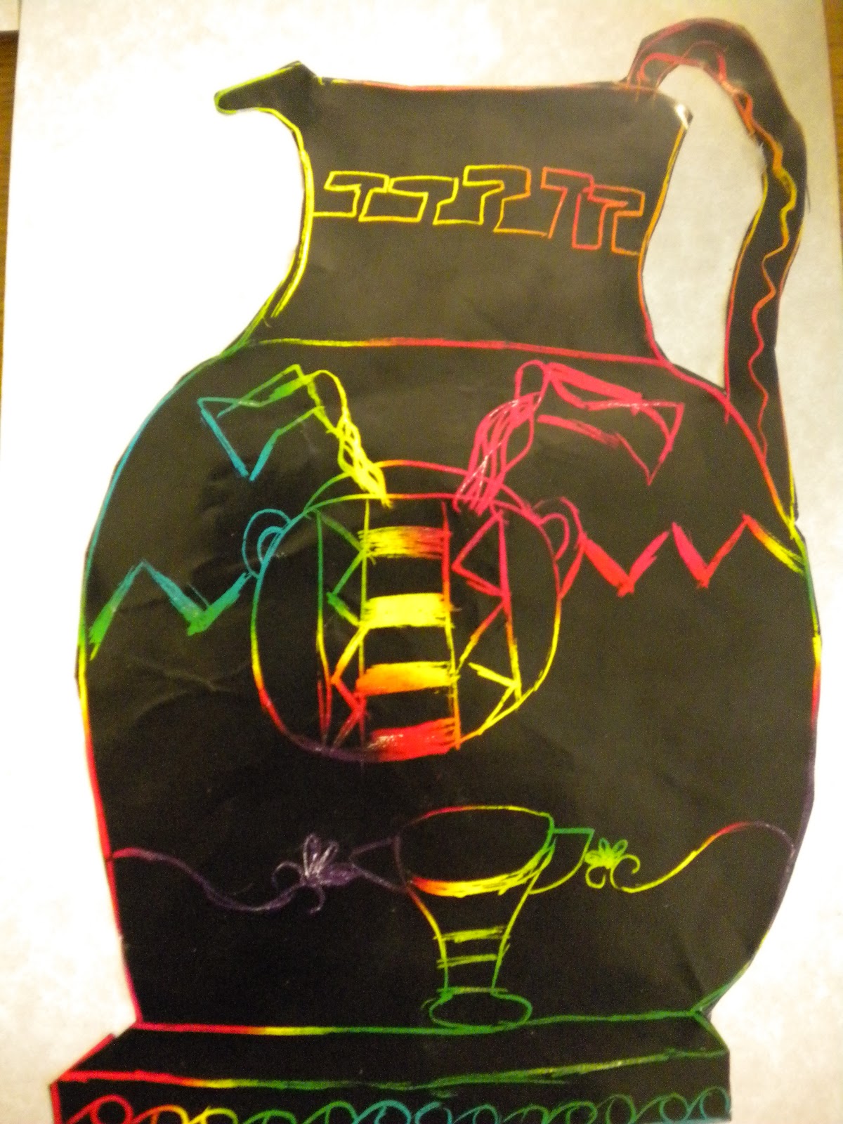 Waitsfield Elementary Art Greek Vases on Scratch Board