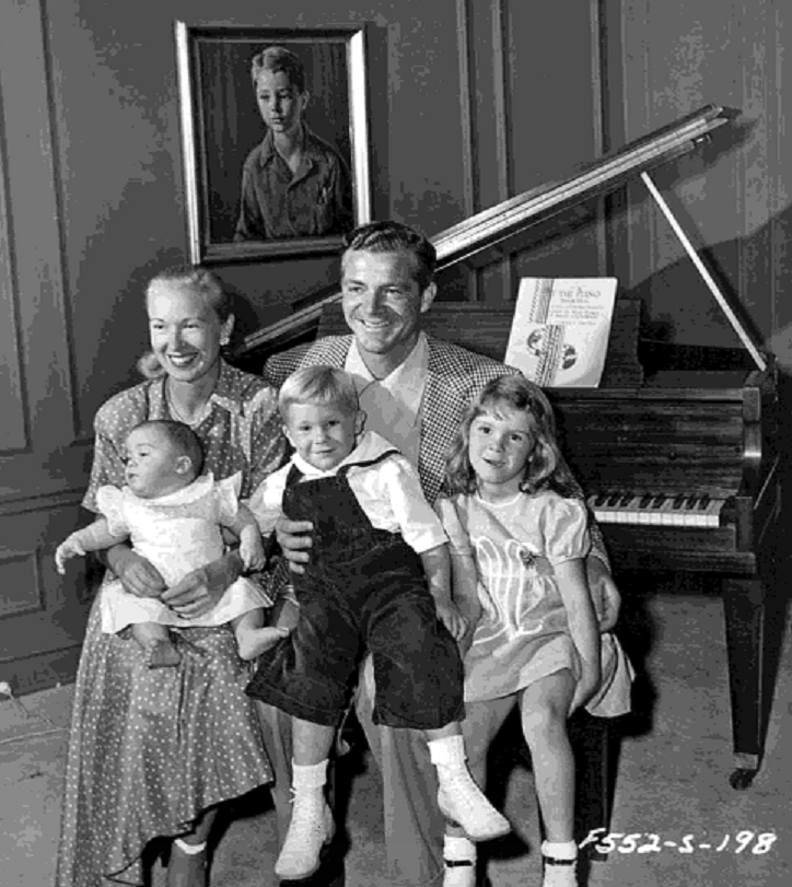 Dana Andrews at home with wife & family