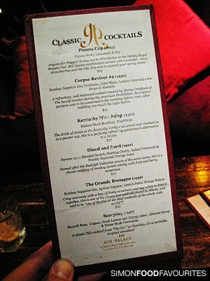 palace gin cocktails classic cbd melbourne menu april 2010