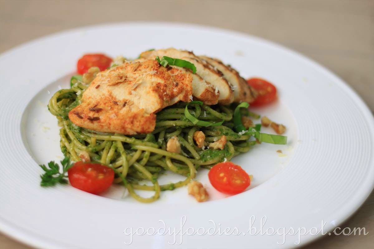 GoodyFoodies Recipe Pesto Pasta with OvenRoasted Chicken