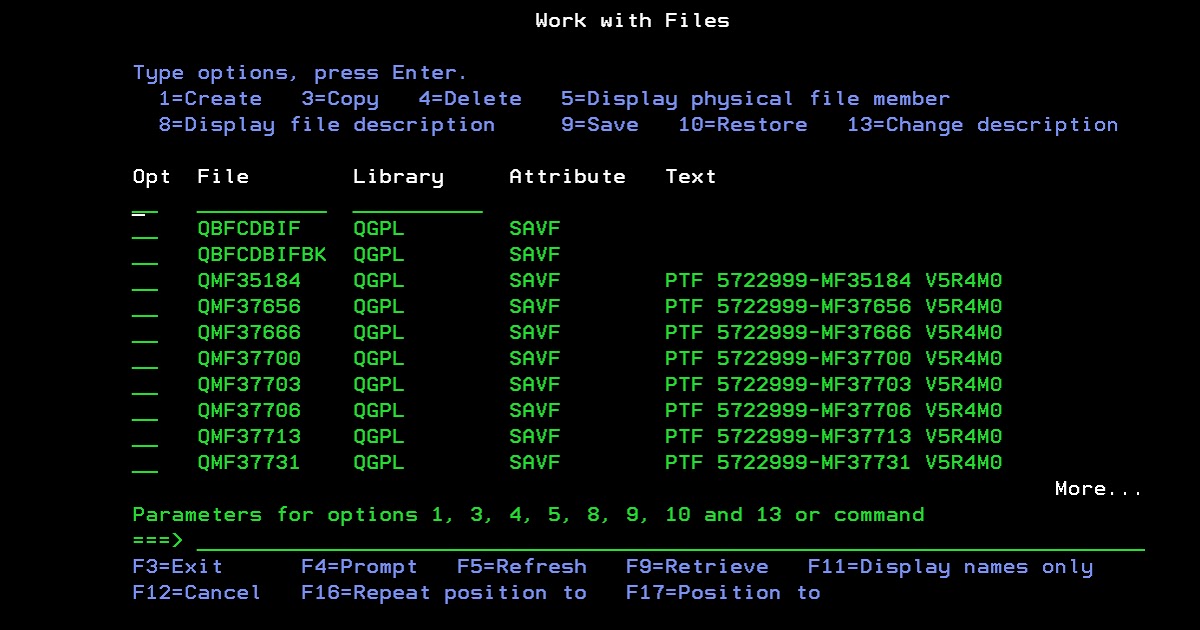 iSeries Deleting all the save files and cover letters of PTF from