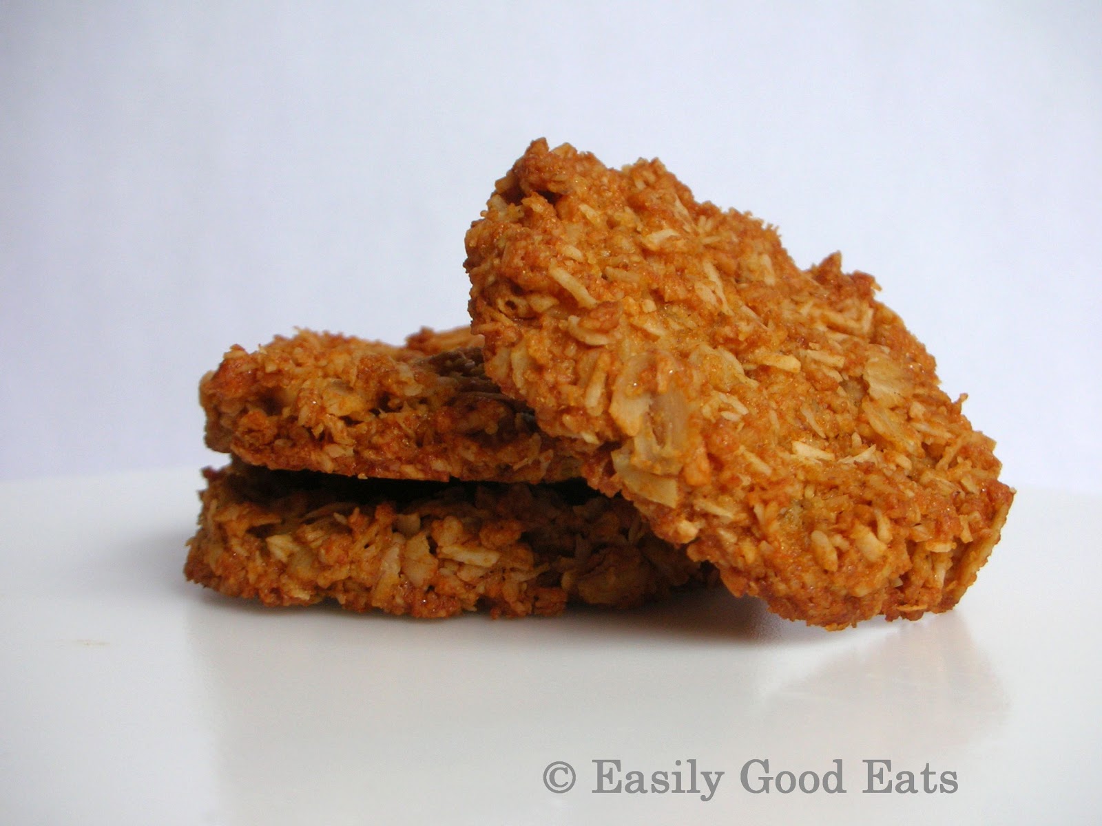 Easily Good Eats Gluten Free Coconut Oat (ANZAC) Cookies Recipe