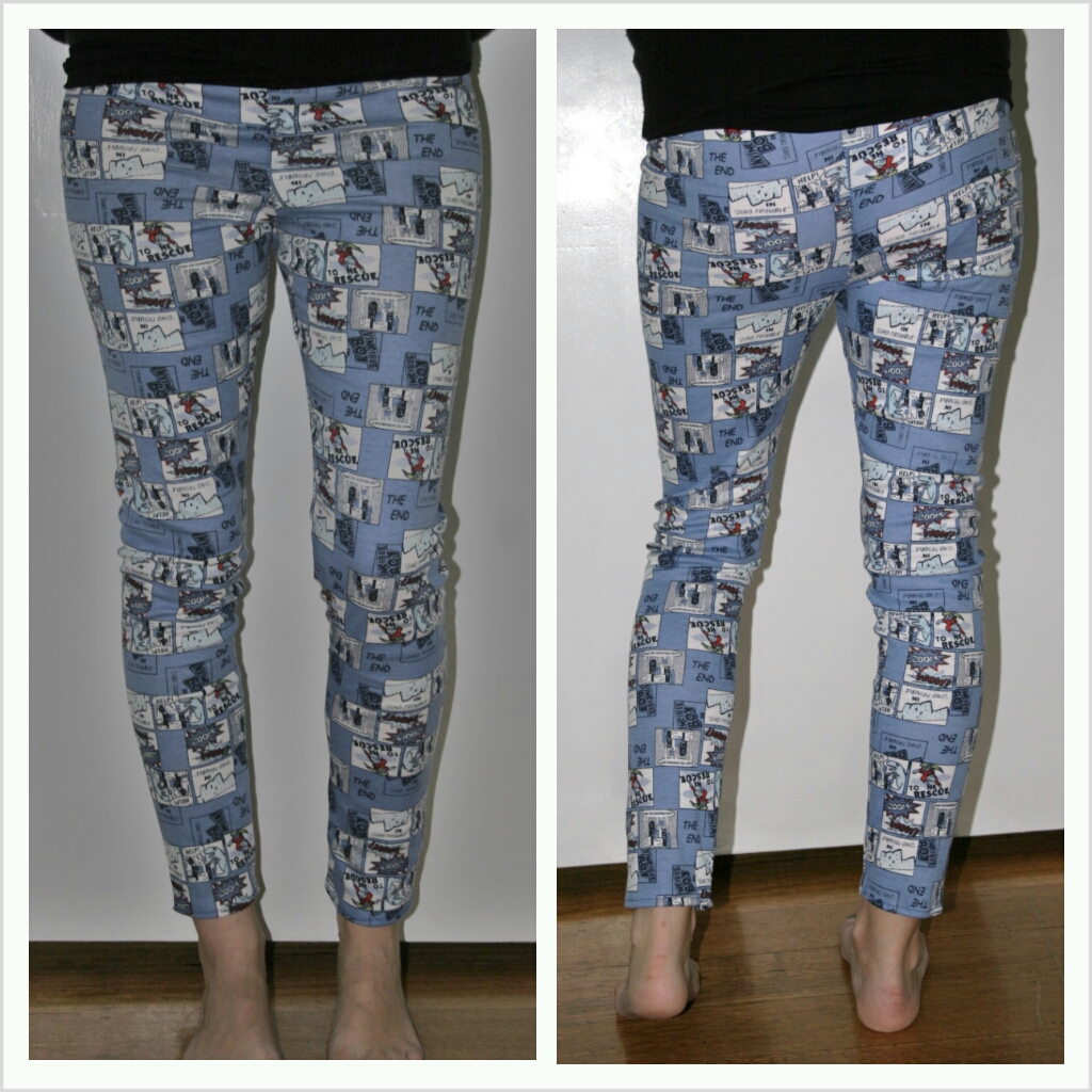 Refashion Coop Freecycle Comic Fabric Leggings and Baby Onesie