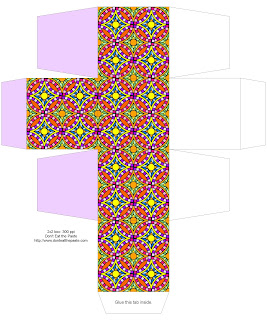 2x2x2 inch all occasion printable gift box with a colorful geometric pattern