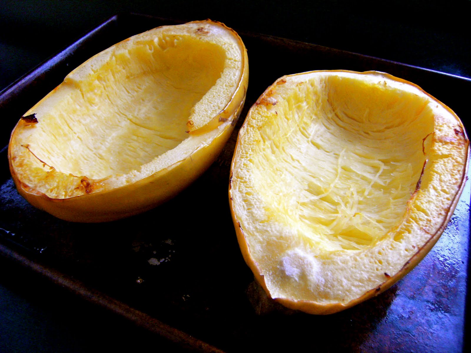 My Retro Kitchen Roasted Spaghetti Squash with Garlic and Olive Oil
