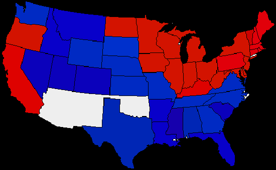 election map, with red and blue states