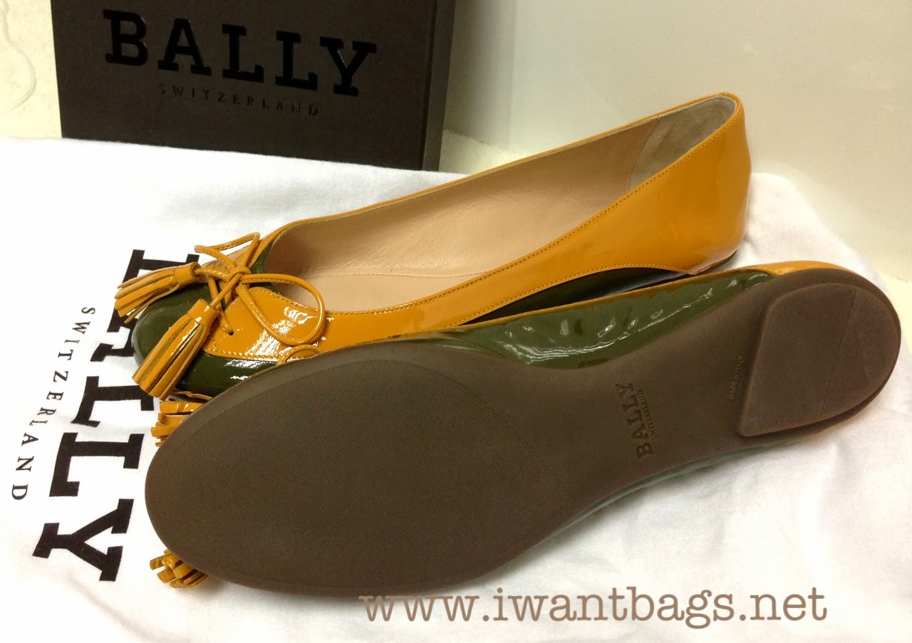 Bally Patent Leather Tassel Bow Ballerina Flats