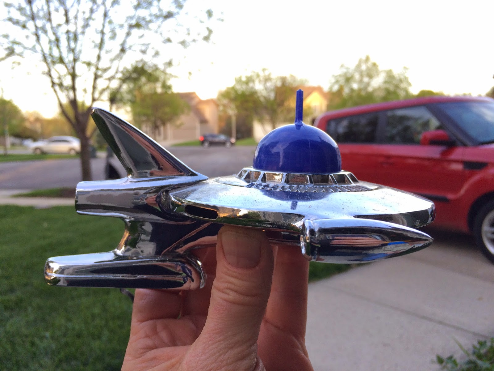 Just A Car Guy Wow. Found in a box in the barn... the UFO hood