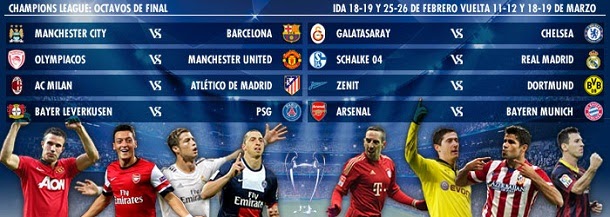Partidos de octavos de final de la Liga de Campeones 2013-2014