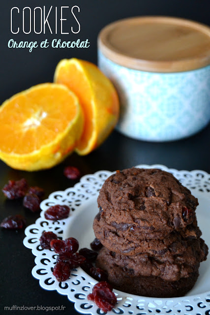 Recette cookies chocolat, orange et cranberries - muffinzlover.blogspot.fr