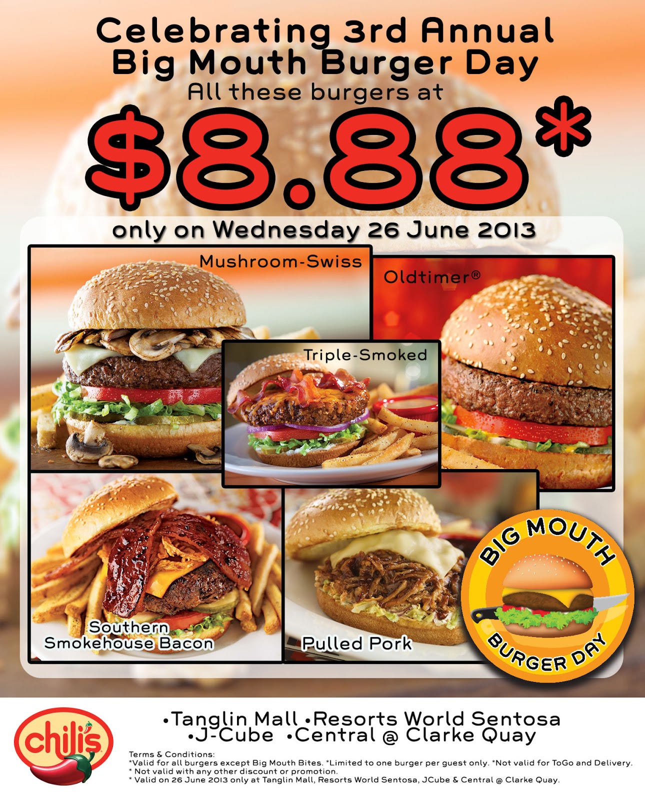 Chili's 3rd Annual Big Mouth Burger Day and Burger Week Special
