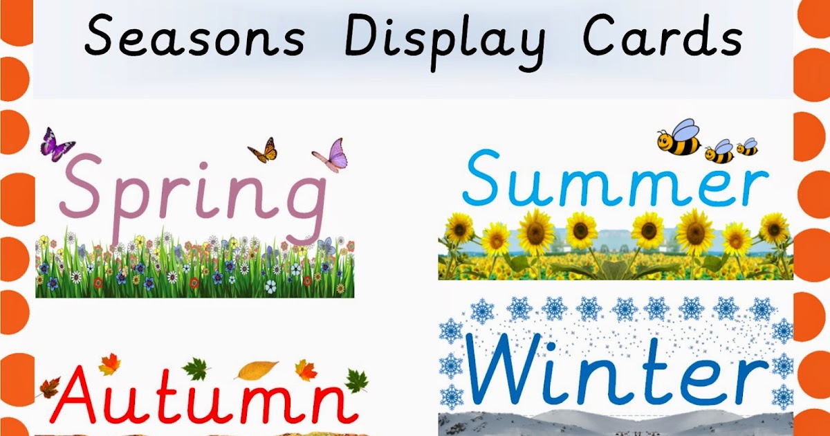 Simply Kids Learning: Seasons Display Cards- Free