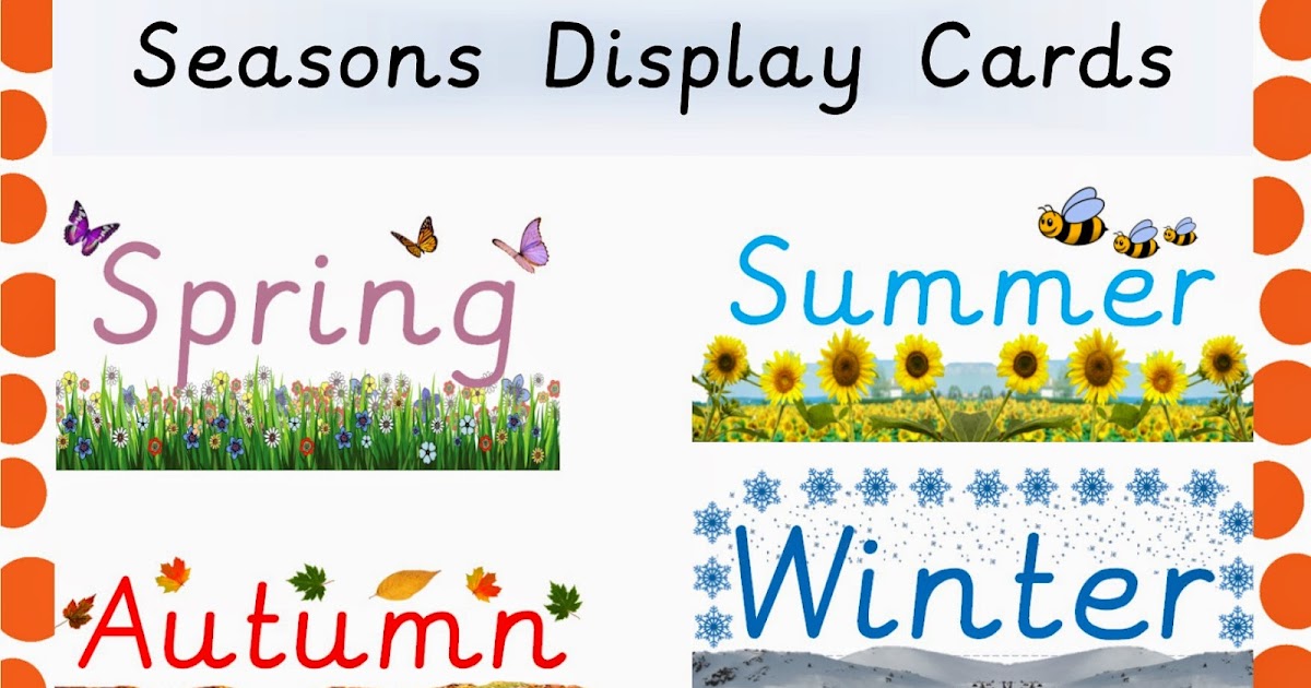 Simply Kids Learning: Seasons Display Cards- Free