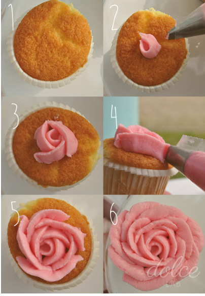 Como hacer una flor de Battercream en un cupcake. ~ Sabor de Fiesta