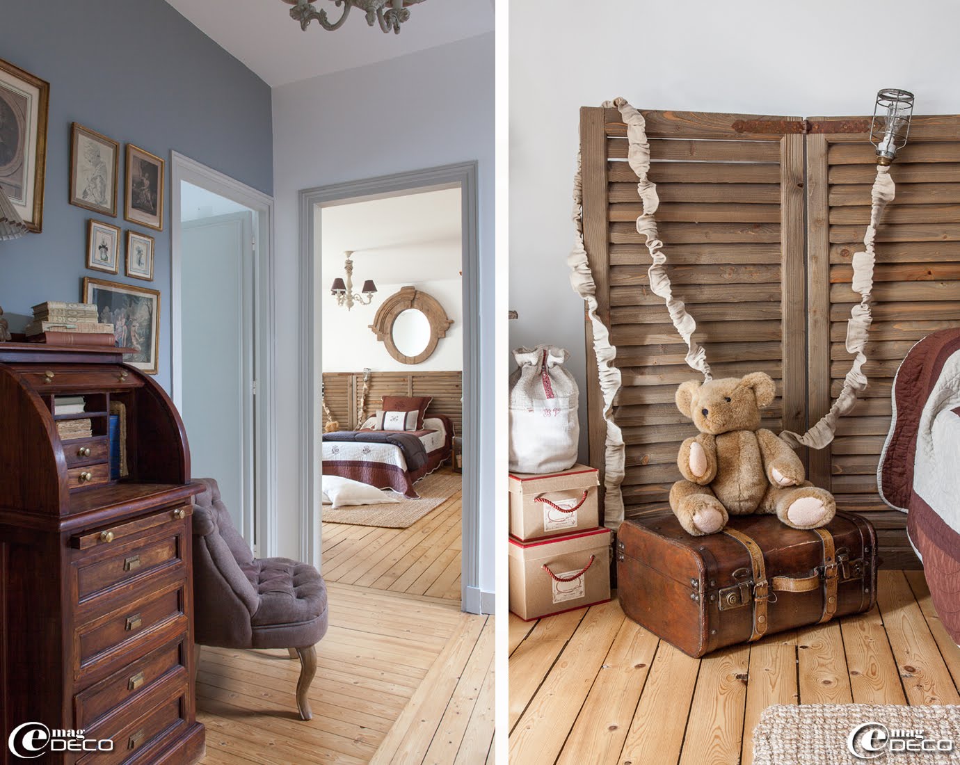 Boîtes en carton 'Comptoir de Famille', sac en chanvre monogrammé 'Baucis & Philémon', petit fauteuil crapaud 'AM.PM.'