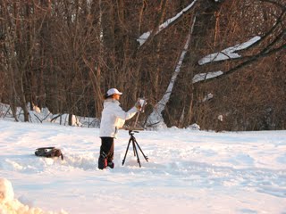 at work in winter