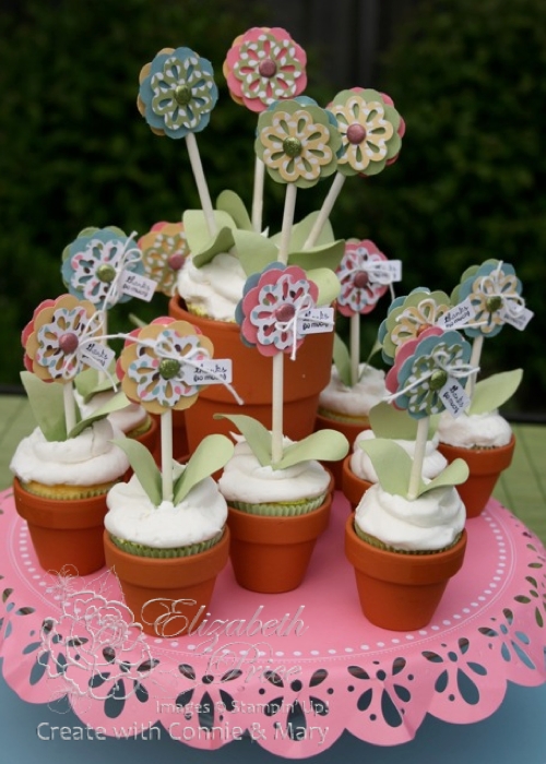 Seeing Ink Spots Blossom Cupcake Bouquet Centerpiece AND Blog Candy!