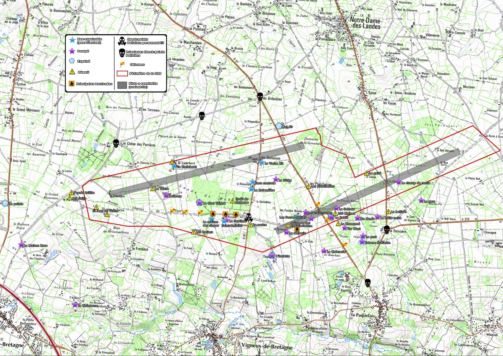 NDDL Carte de la ZAD