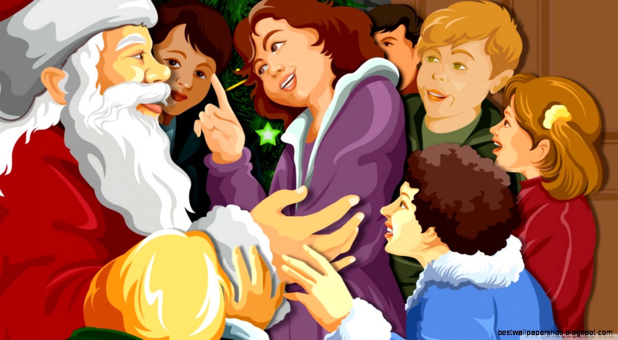 Santa Surrounded By Children HD desktop wallpaper Widescreen Santa Surrounded By Children HD desktop wallpaper Widescreen
