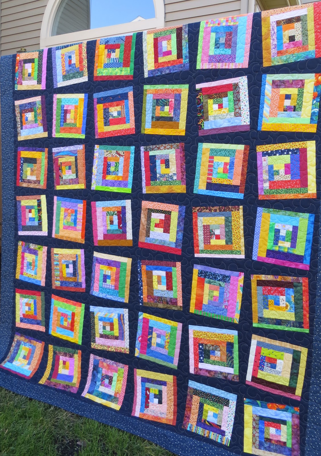 Holly Patch Wonky Scrappy Log Cabin Quilt