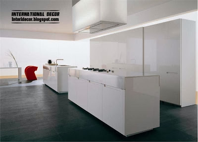 modern white kitchen designs and black floors, white kitchen cabinets