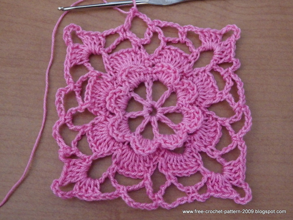 Girlie's Crochet Flower square motif