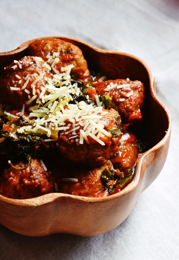 Italian Chicken Meatballs with Saucy Kale Always Order Dessert