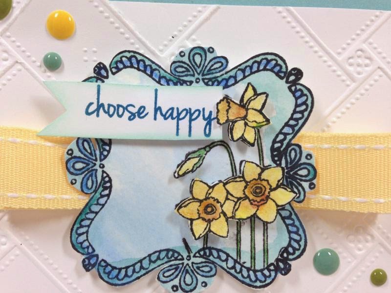 Cricut Happy Daffodil card closeup