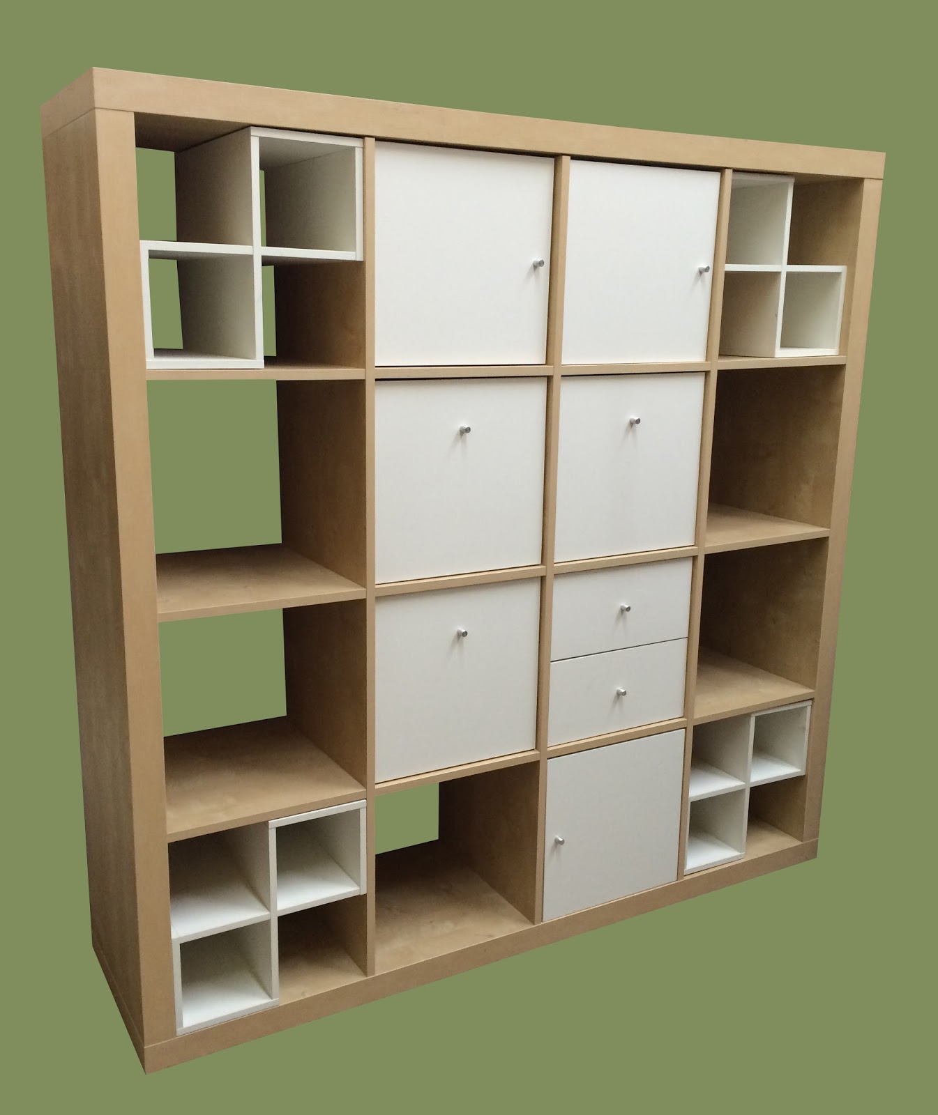 Uhuru Furniture & Collectibles 4x4 White & Tan Ikea Cubby Shelf w