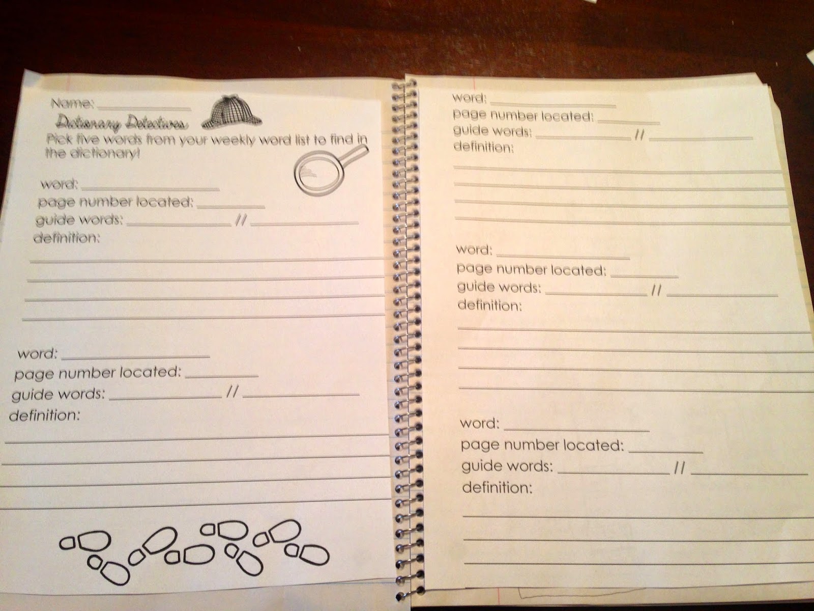 Glitter in Third Vocabulary Notebooks