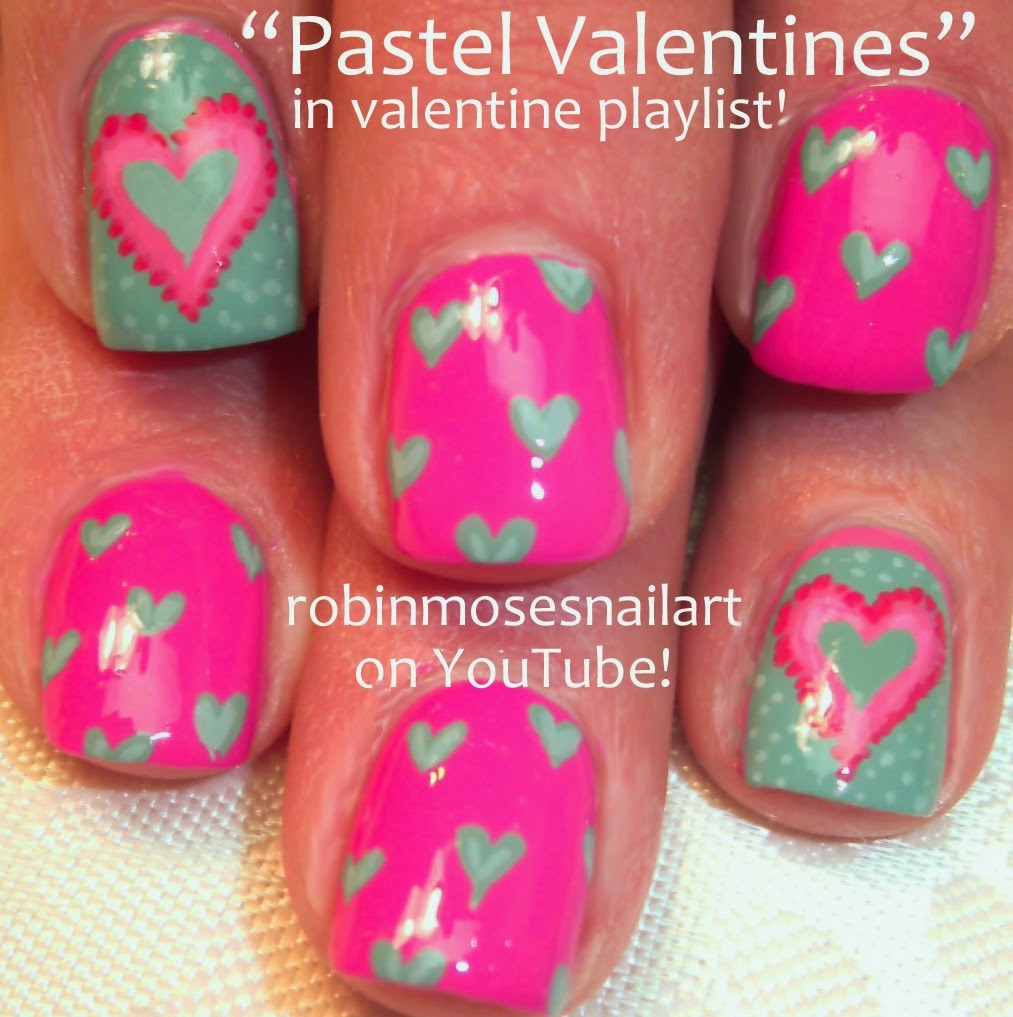 Nail Art by Robin Moses: hello kitty valentine heart nails pink  hearts cute valentines cute heart nails cute heart ideas valentine  clip art