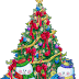 Christmas Tree And Snowmans Animated Gif
