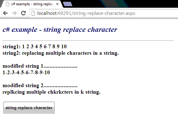 C# REPLACE c# replace: