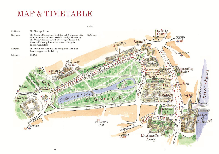 The map was included in the Royal Wedding Official Programme The map was included in the Royal Wedding Official Programme
